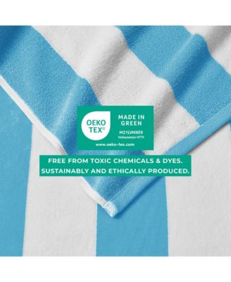 100% Cotton Velour Cabana Stripe Oversized Beach Towel, 4 Pack 35" x 70"