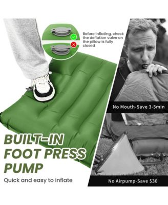 Extra Thick Inflatable Sleeping Pad with Pillow, Camping Pad with Carrying Bag