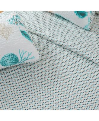 Seashells & Stripes Microfiber Quilt Set With Shams