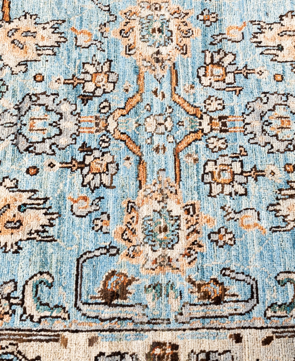 Adorn Hand Woven Rugs Serapi M1945 2'8''x9'5'' Runner Area Rug In Light Blue