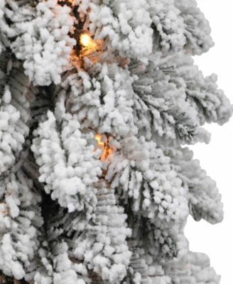 Puleo 4' Pre-Lit Flocked Alpine Pencil Artificial Christmas Tree