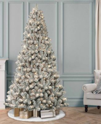 Puleo 6.5FT Pre-Lit Flocked Vancouver Pine Artificial Christmas Tree