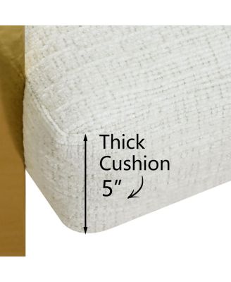 Set of 2 Counter Height Stools, 25" Upholstered Chairs with Gold Metal Legs, Curved Back & Armrests-Maison Boucle