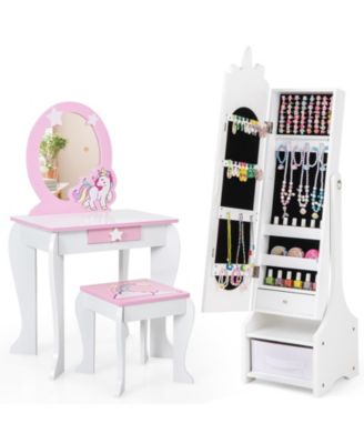 Kids Jewelry Armoire Cabinet with Storage and 2 Tilt Angles