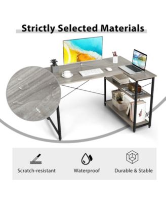 48 Inch Reversible L Shaped Computer Desk with Adjustable Shelf