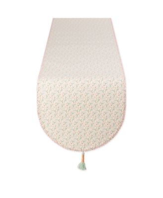 Spring Bunny Embellished Cotton Reversible Table Runner, 14"x72" 