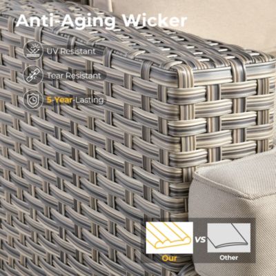 9 Pieces Outdoor Patio Furniture Set,Rattan Sectional Sofa Couch,Outside Coversation Set with Extra Deep Swivel Chairs and Solar Coffee Table for Porch Balcony Backyard Deck Poolside