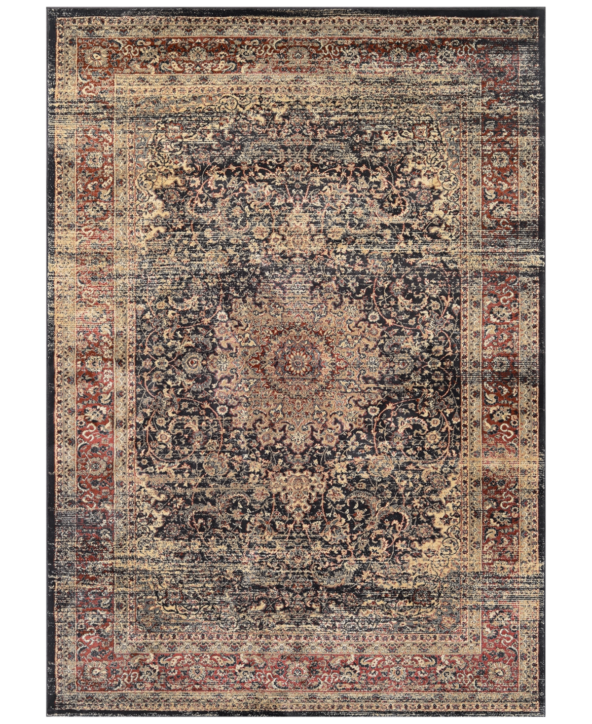 Closeout! Couristan Haraz HAR439 Black 7'10in x 11'2in Area Rug