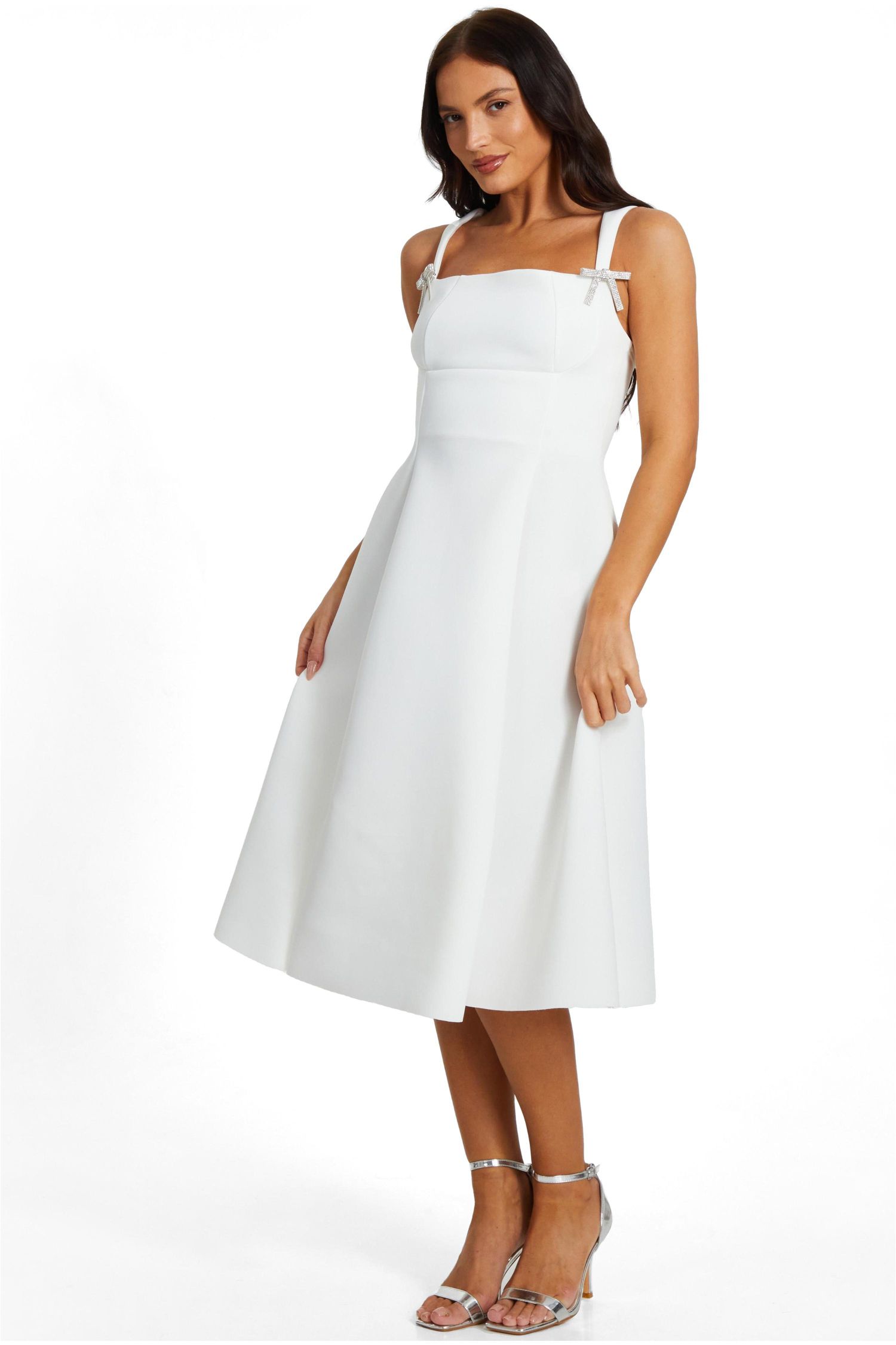 Women's Scuba Crepe Skater Midi Dress