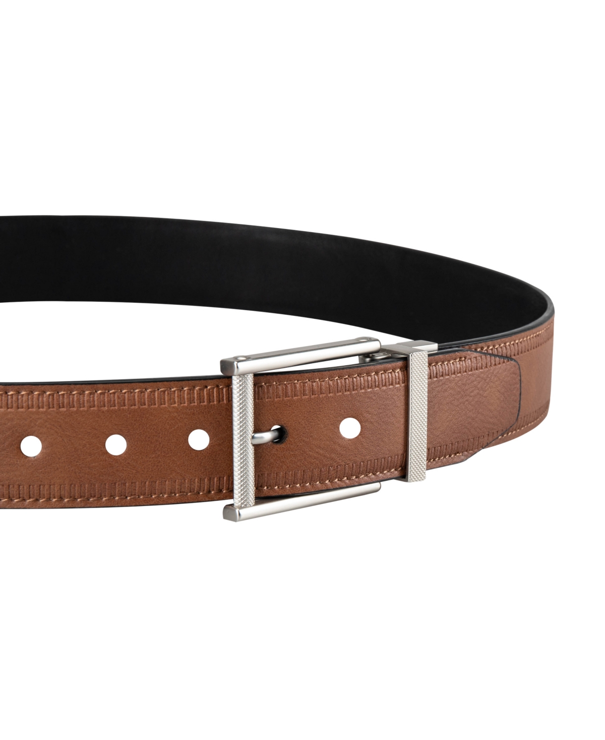 Kenneth Cole Reaction Men's 2-in-1 Modern Reversible Stretch Casual Belt In Cognac,black