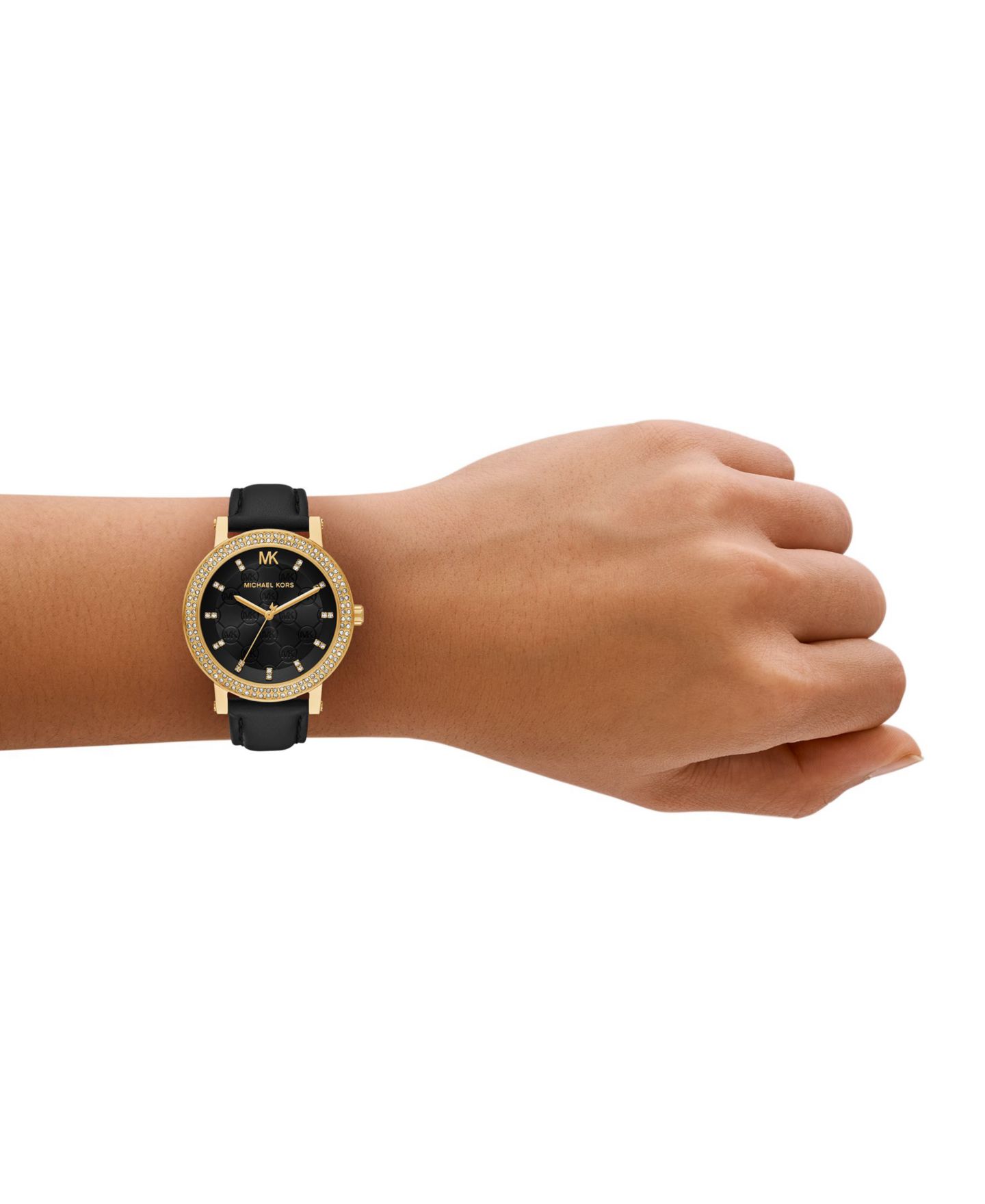 Женские часы Michael Kors Corey Three-Hand Black Leather Watch, 38mm — фото 4
