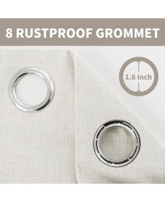 100% Blackout Linen Blend Texture Grommet Curtain Pair(2 Panels)