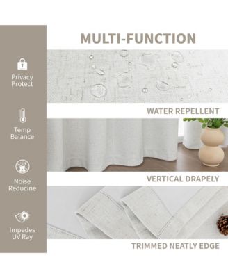 100% Blackout Linen Blend Texture Grommet Curtain Pair(2 Panels)
