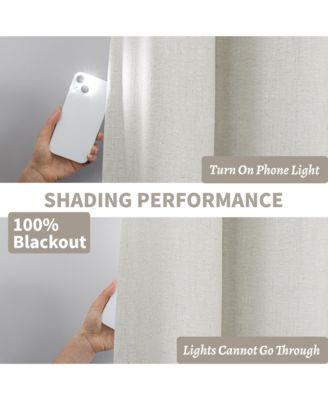 100% Blackout Linen Blend Texture Grommet Curtain Pair(2 Panels)