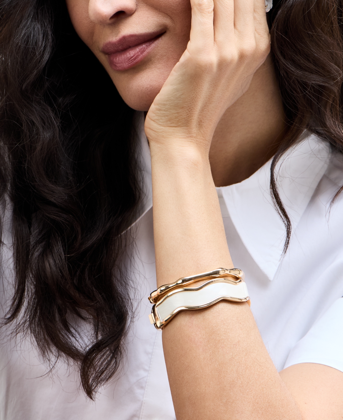 On 34th Gold-tone Faux-pearl Bangle Set, Exclusively At Macy's