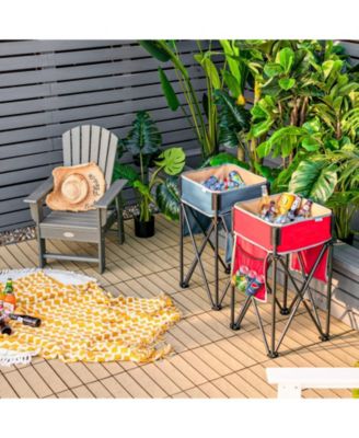 2 Pieces Folding Camping Tables with Large Capacity Storage Sink for Picnic