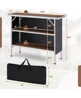 Folding Camping Table with 2-Tier Open Shelves for Outdoor BBQ