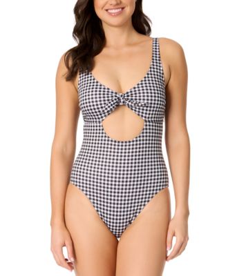 Salt + Cove Juniors' Cutout Plaid One-Piece Swimsuit, Exclusively at