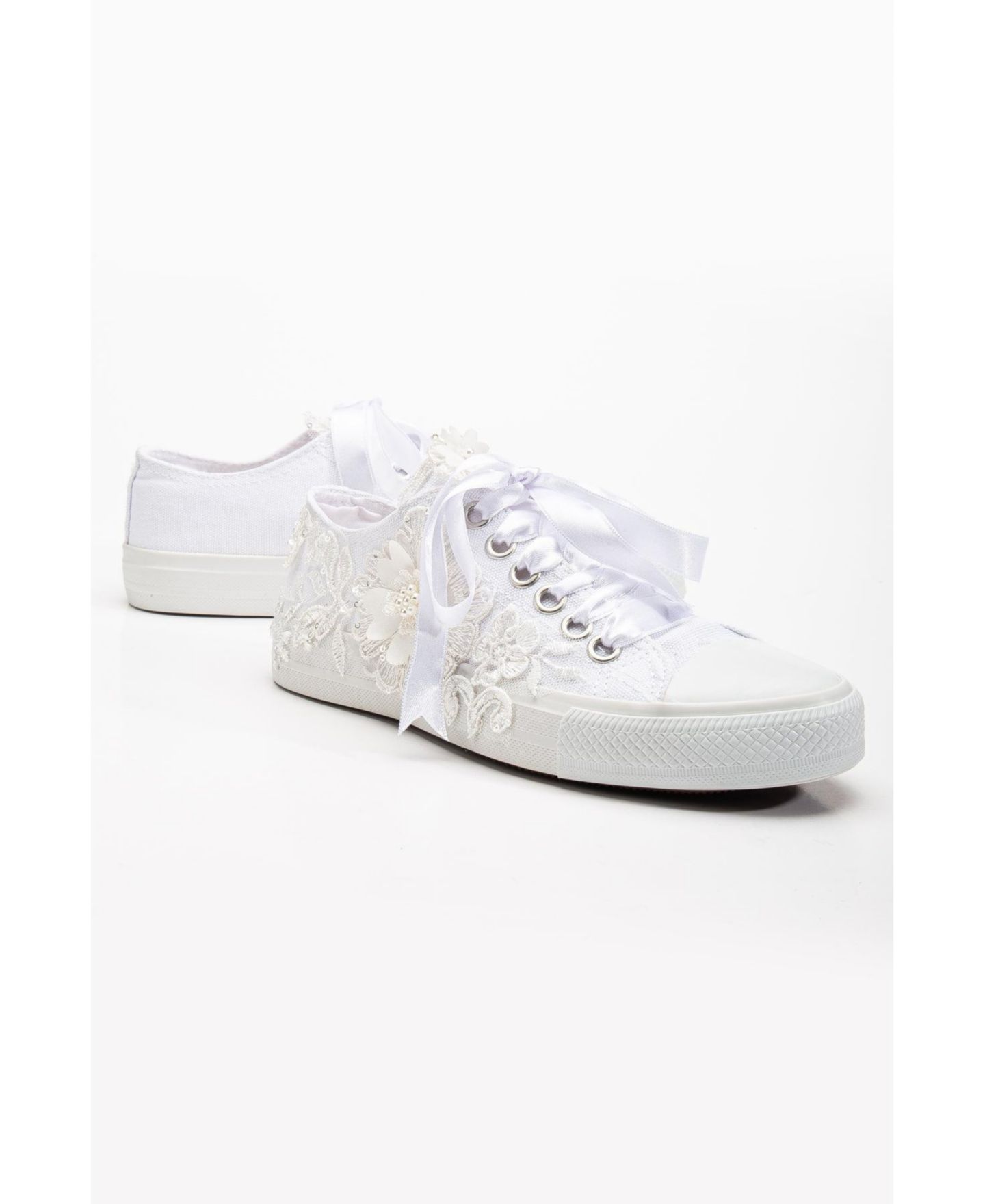 Свадебные женские кеды Forever & Always Shoes Peyton с цветочным кружевом, цвет: Белый — фото 3