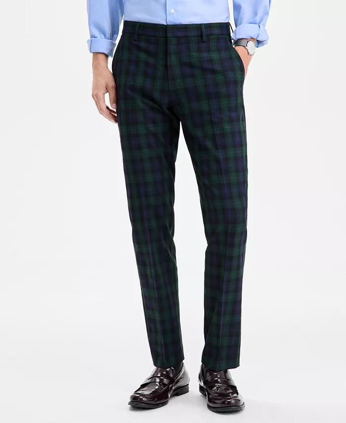 Men's Tartan Modern-Fit Dress Pants - thumbnail 6