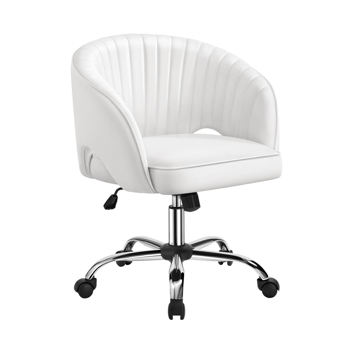 Yaheetech Home Office Chair with Tufted Barrel, Pink - White
