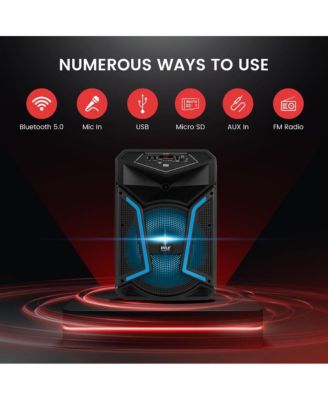 SereneLife 12" Bluetooth PA Speaker & Mic System with LED Lights, 800W