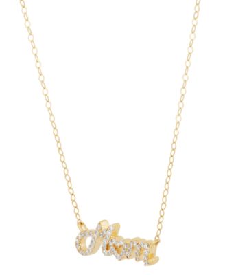 Diamond Mom Heart 18" Pendant Necklace (1/5 ct. t.w.) in 14k Gold-Plated Sterling Silver