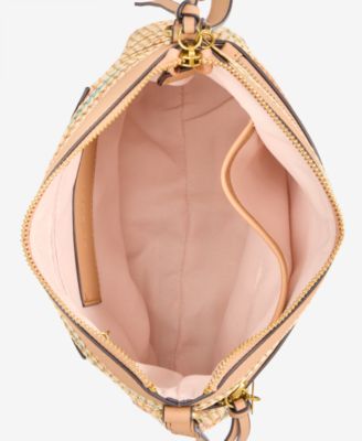 Straw North South Crossbody Bag