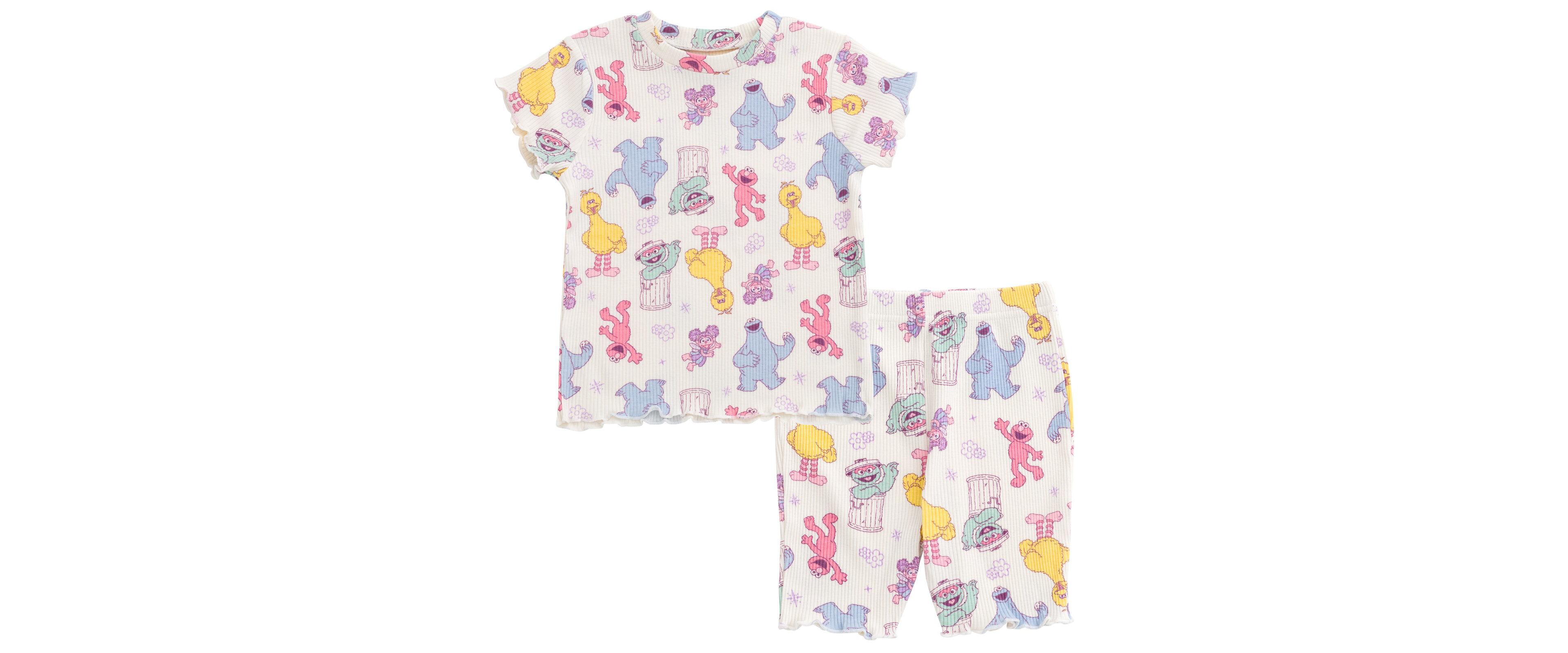Sesame Street Girls Ribbed T-Shirt and Shorts Outfit Set