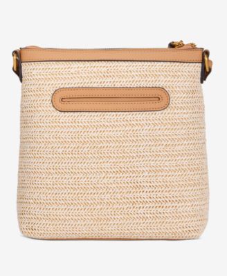 Straw North South Crossbody Bag, Exclusively at Macy's