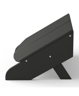 Outdoor 4-Piece HDPE Modern Adirondack Chairs Set with Folding Patio Ottomans and Cup Holder