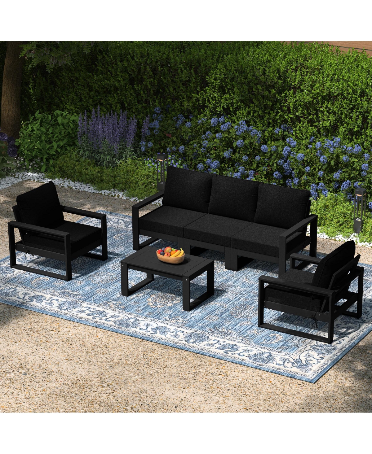 6-Piece Modern Hdpe Outdoor Patio Furniture Sofa Conversation Set with Coffee Table