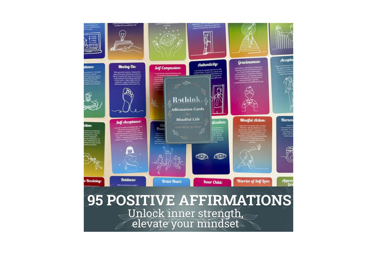 Детские карточные игры Quokka Rethink Positive Affirmation Mindfulness 95-Piece Card Game, Ages 14+ — фото 2