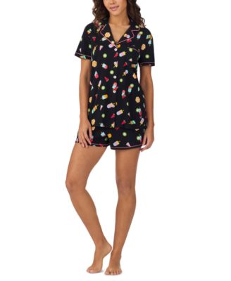 Women's Printed Short-Sleeve Boxer Pajama Set