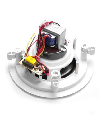 Pyle PDIC60T 6.5" In-Wall/In-Ceiling 2-Way Stereo Speakers with 70V Transformer - Flush Mount, White, Pair