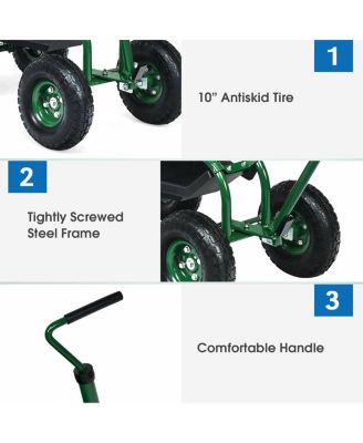 Extendable Handle Garden Cart Rolling Wagon Scooter