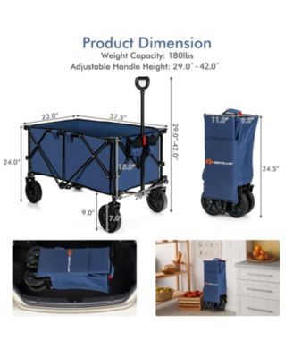 Outdoor Folding Wagon with Adjustable Handle, Universal Wheels &amp; 180lb Capacity Utility Cart