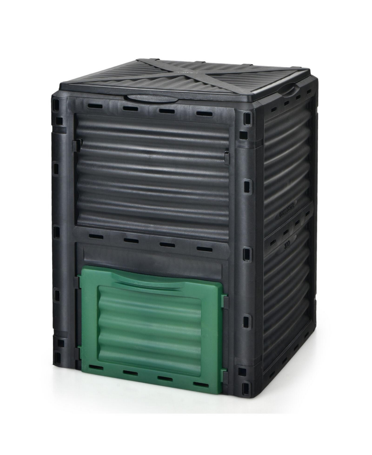 80-Gallon Outdoor Composter with Large Openable Lid and Bottom Exit Door - Green