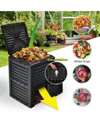 23.5" x 23" x 32" 80-Gallon Outdoor Composter with Large Openable Lid and Bottom Exit Door