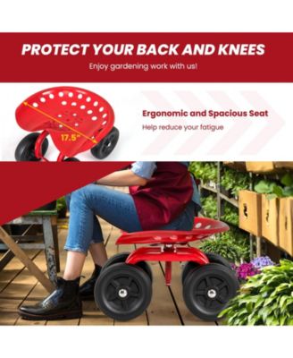 Garden Rolling Workseat with 360&amp;#xB0; Swivel Seat and Adjustable Height
