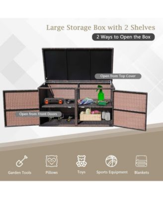 88 Gallon Garden Patio Rattan Storage Container Box