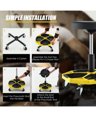 330 LBS Capacity Pneumatic Rolling Mechanic Stool with Padded Seat