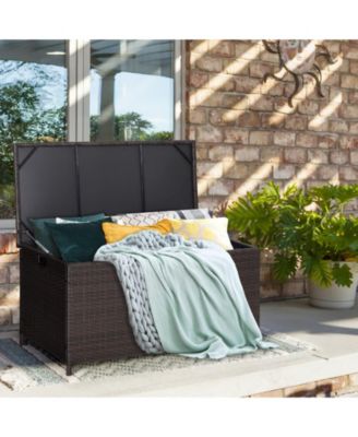 Wicker Outdoor Storage Box with Zippered Liner