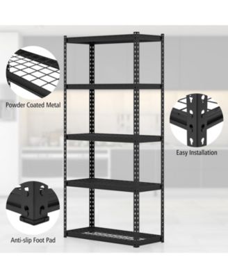 5-Tier Metal Shelving Unit with Anti-slip Foot Pad Height Adjustable Shelves for Garage