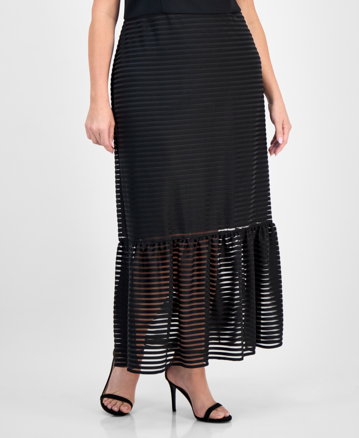 Adrianna Plus Size Shadow-striped Dress In Black