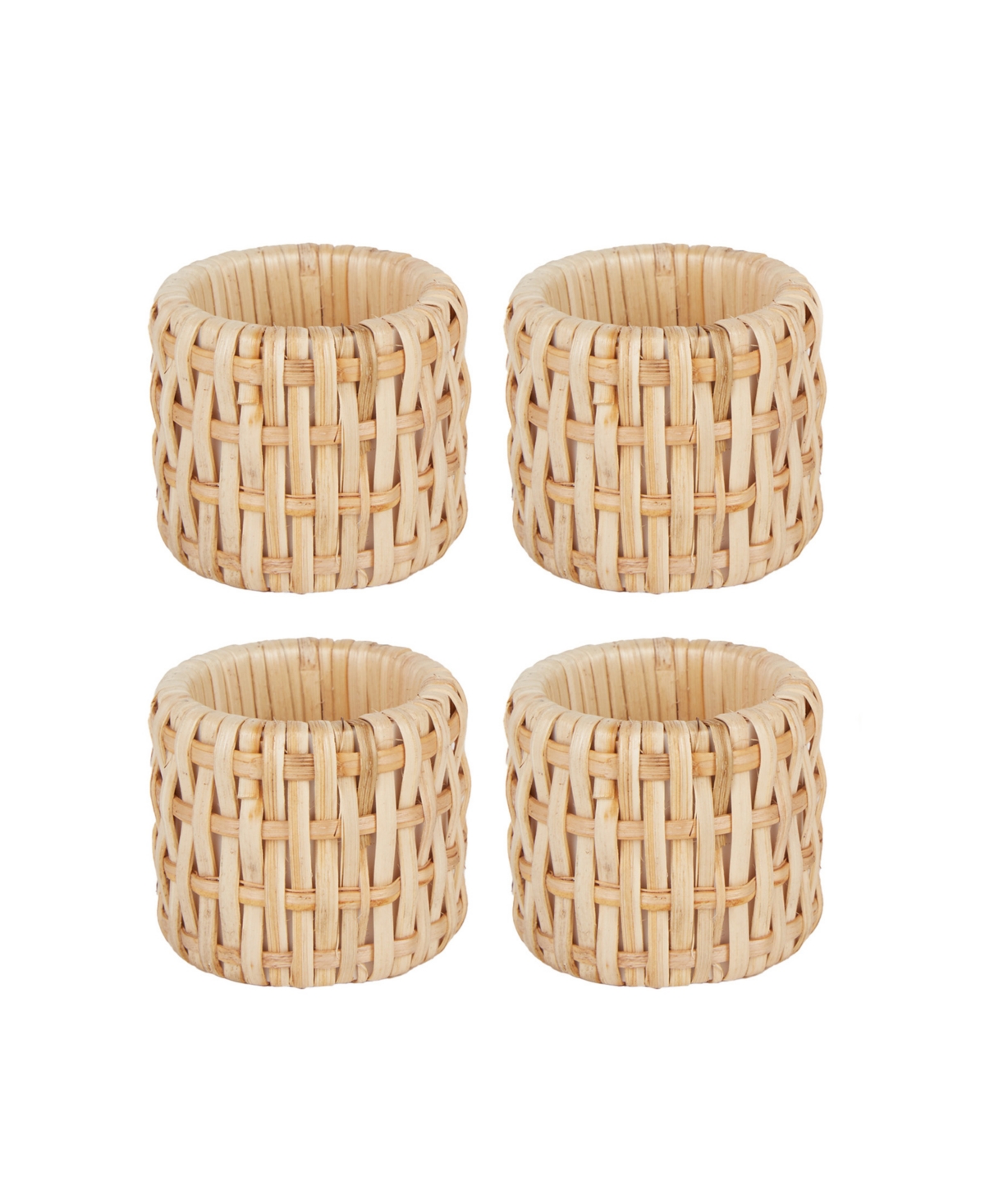 Design Imports Rattan Napkin Ring, Set Of 4 In Brown