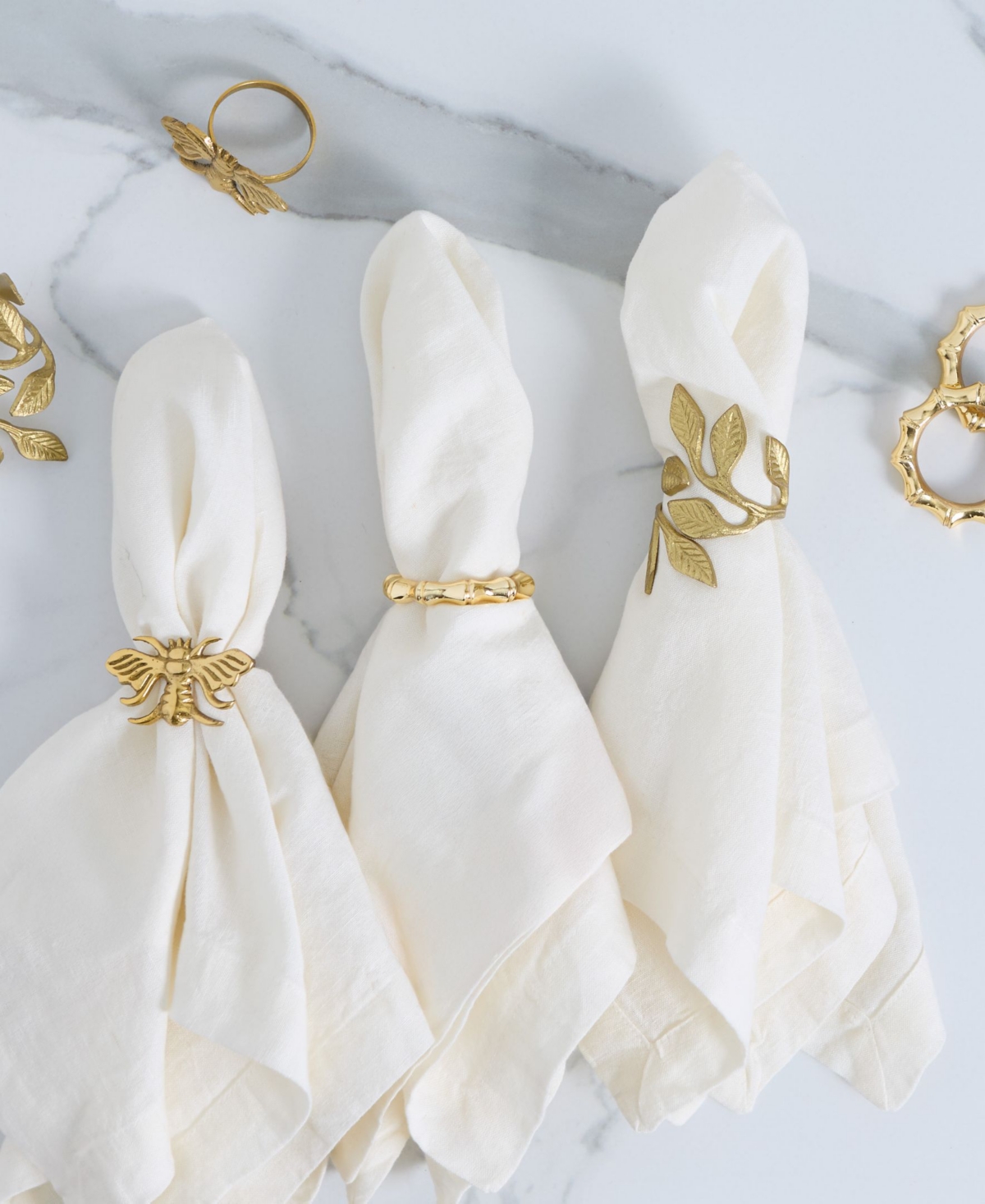 Design Imports Napkin Ring, Set Of 4 In Gold