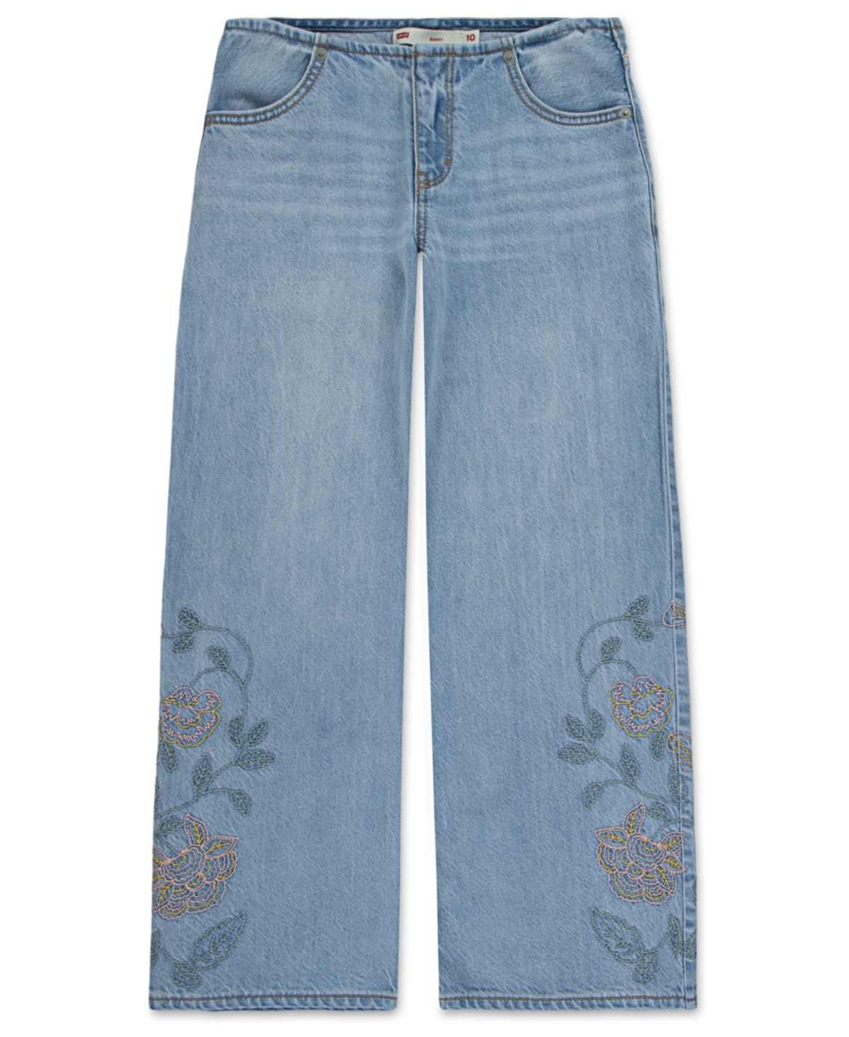 LEVI'S BIG GIRLS BELTLESS EMBROIDERED BAGGY JEANS 