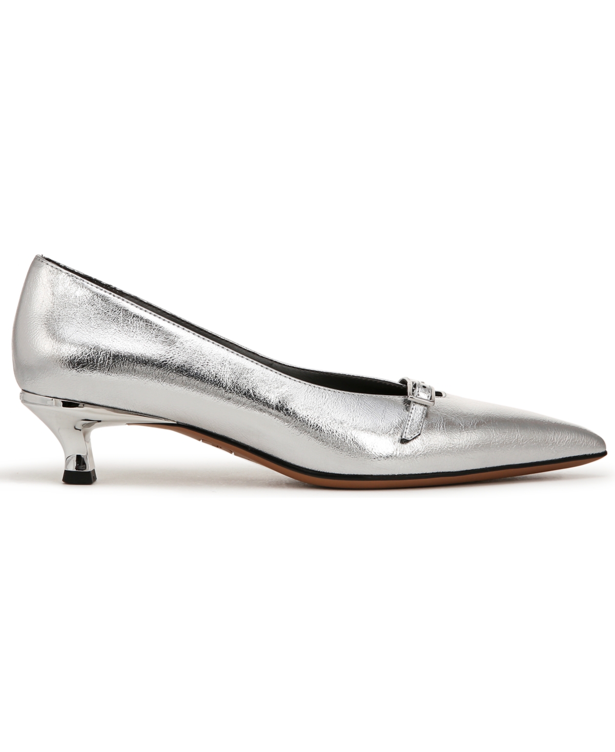 Franco Sarto Women's Malia Pointed Toe Kitten Heel Pumps In Silver Faux Leather