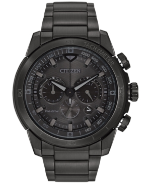 UPC 013205111815 product image for Citizen Men's Chronograph Eco-Drive Black Ion-Plated Stainless Steel Bracelet Wa | upcitemdb.com